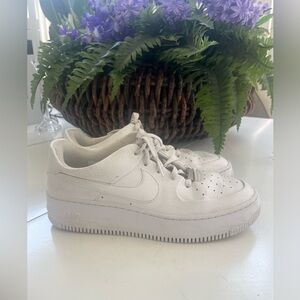 Nike AF1 Sage Leather Shoes WHITE Low Top wmn size 10 AR 5339–100